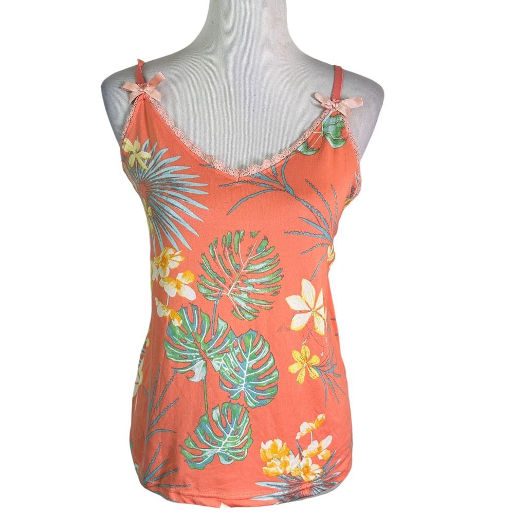 Nanette Lepore Loungewear Top Women‎ Size M Bows Floral Tropical Print PJ